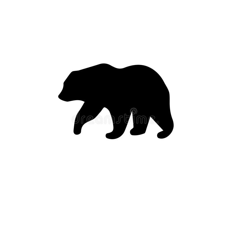 Grizzly or Polar Bear, Kodiak Silhouette Solid Flat Vector Icon Isolated on White Background vector illustration