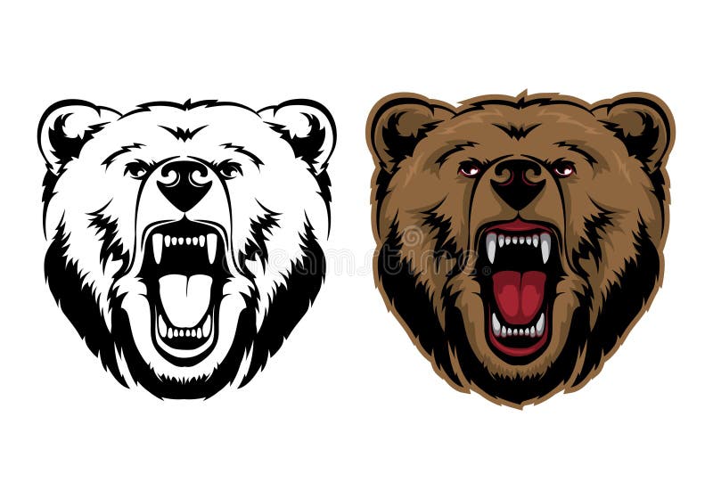 Grizzlybär-Maskottchen-Kopf-Vektor-Grafik vektor abbildung