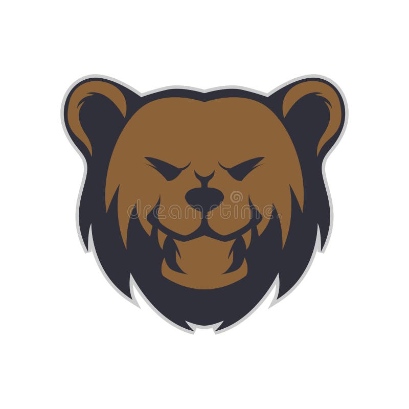 Grizzly bear head mascot isolated in white background. Grizzly bear head mascot isolated in white background