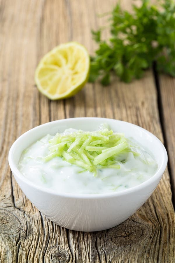 Yoghurt with cucumber - Greek Tzatziki dip. Yoghurt with cucumber - Greek Tzatziki dip