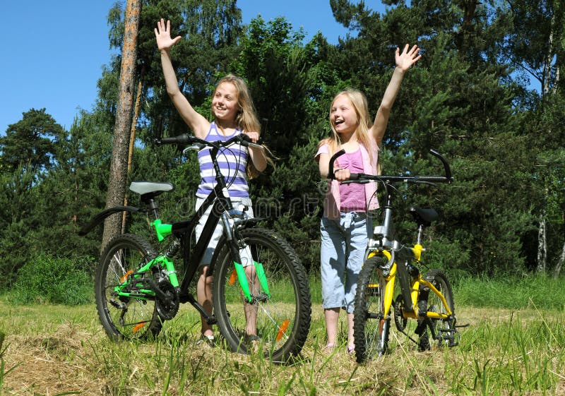 Grls on a bicycle