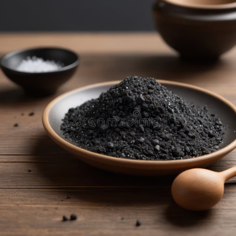 Coarse black salt in a bowl. Thursday's salt. Coarse black salt in a bowl. Thursday's salt.