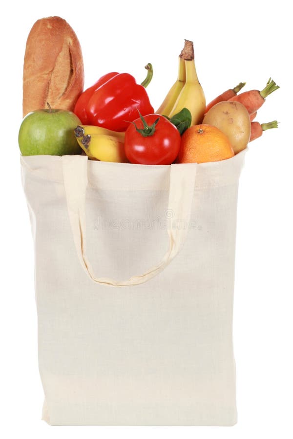 Groceries in a bag stock image. Image of isolated, recycle - 29595935