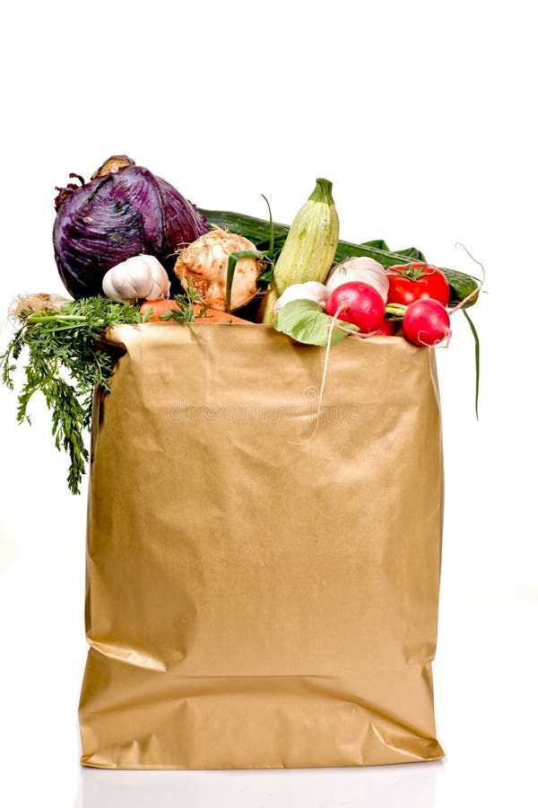 Grocery bag stock image. Image of carrier, onion, broccoli 24515895