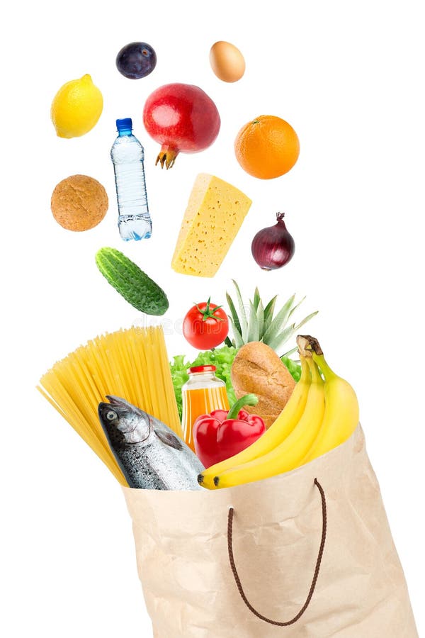 https://thumbs.dreamstime.com/b/grocery-bag-falling-healthy-food-white-background-49390956.jpg