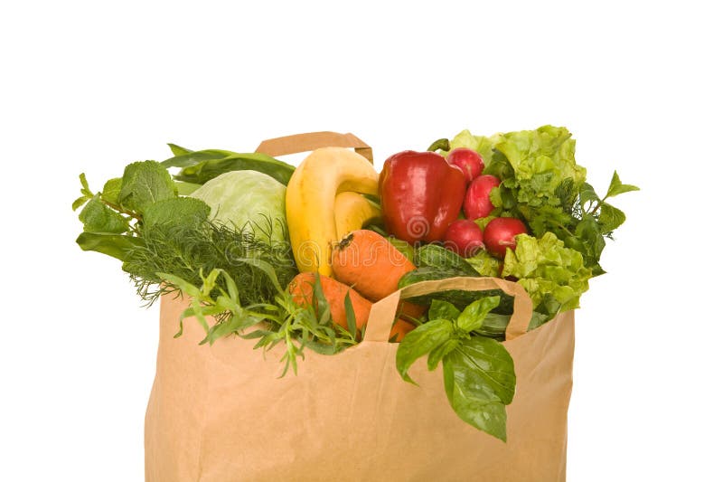 A Grocery Bag Full of Healthy Vegetables Stock Photo Image of green