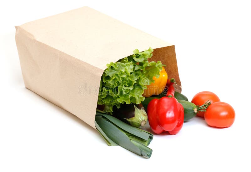 Grocery Bag Full of Vegetables Stock Photo Image of cabbage, rosemary