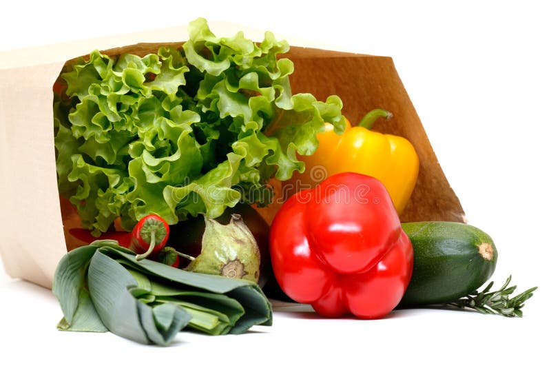 Grocery Bag Full of Vegetables Stock Image Image of green, fresh