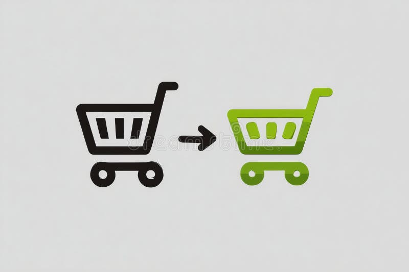 Grocery Cart Transforms Into Smart Delivery Icon Indicating a Shift Towards Technology in Shopping Solutions stock images