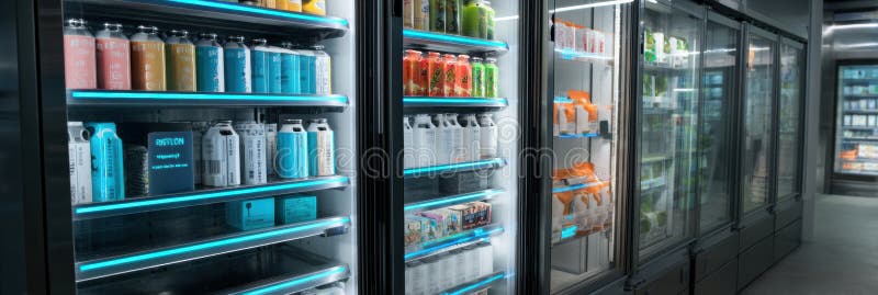 Smart Fridge Dispensing Grocery Order With Robotic Precision in Modern Kitchen Setting Generative AI royalty free stock photos