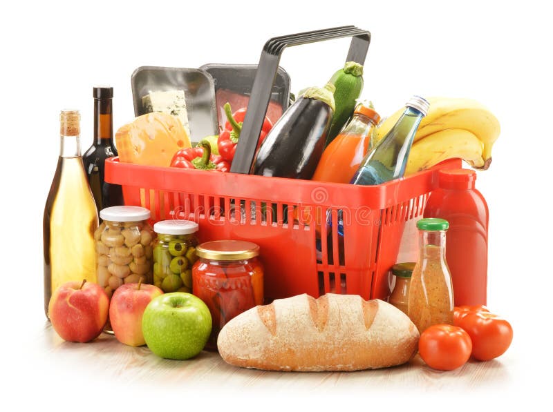 Grocery Products in Shopping Basket Stock Image Image of kitchen