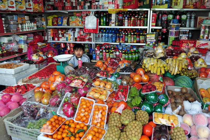 Grocery shopping in China editorial stock photo. Image of lifestyle