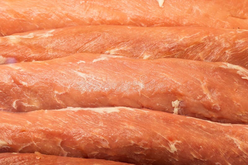 Grocery Store Showcase or Supermarket Shelf. Meat Section Stock Photo