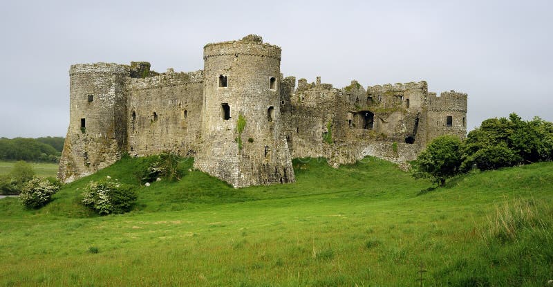 This imposing, Norman style ruined castle, was built around 1270, but the site it stands on had been used for military purposes for over 2000 years. It was built by the Carew family, whose descendants still own it to this day, but lease it to the Pembrokeshire coast national park. It is almost entirely built of Limestone. This imposing, Norman style ruined castle, was built around 1270, but the site it stands on had been used for military purposes for over 2000 years. It was built by the Carew family, whose descendants still own it to this day, but lease it to the Pembrokeshire coast national park. It is almost entirely built of Limestone.