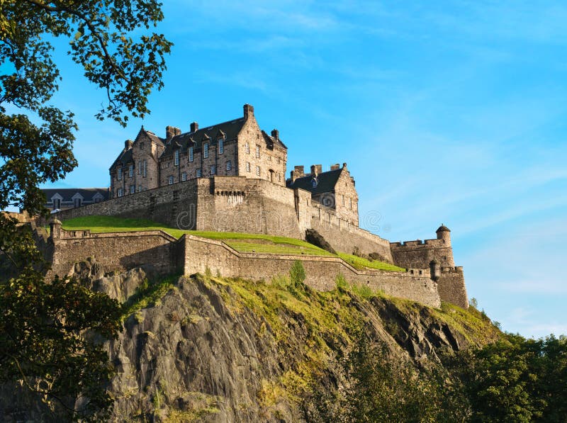 Edinburgh castle over clear blue sky, Scotland, UK. Edinburgh castle over clear blue sky, Scotland, UK