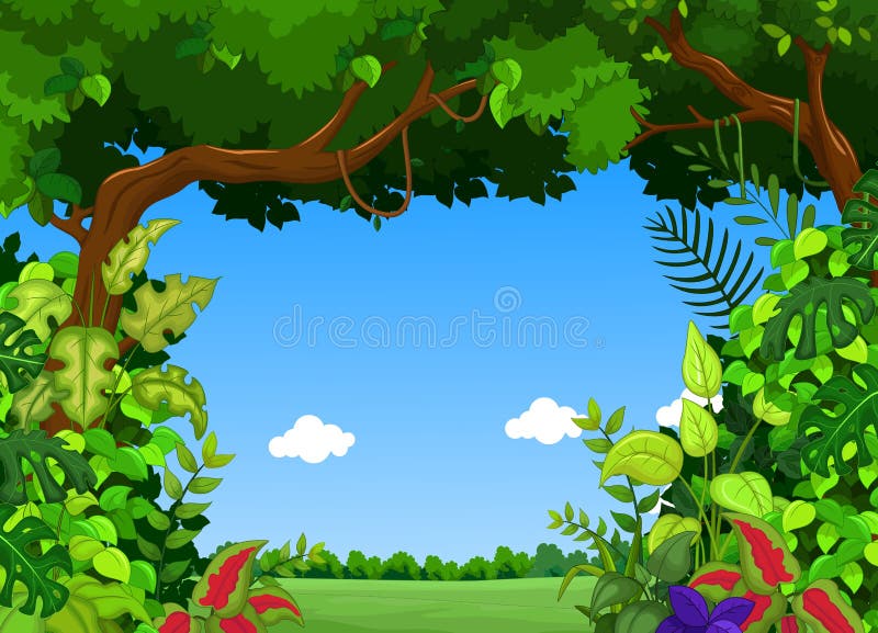 Groen bos met landschapsachtergrond stock illustratie Groen bos met landschapsachtergrond stock illustratie