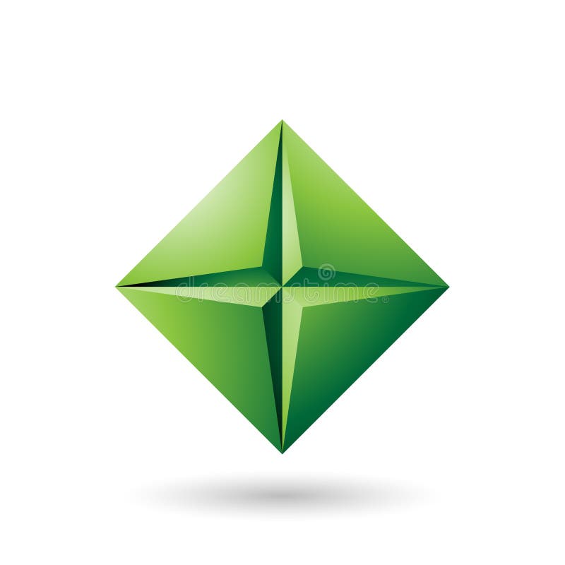 Groen Diamond Icon met een Vectorillustratie van de Stervorm