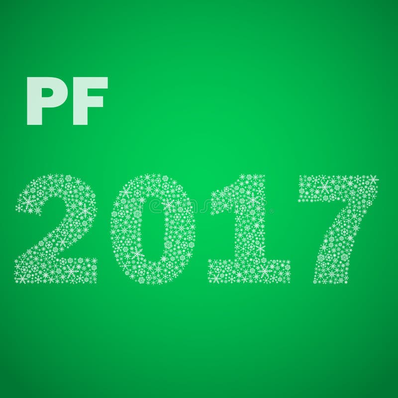 Groen gelukkig nieuw jaar pf 2017 van kleine sneeuwvlokken eps10