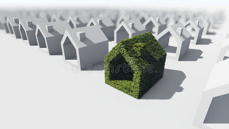 Groen huis met groene bladeren vector illustratie Groen huis met groene bladeren vector illustratie