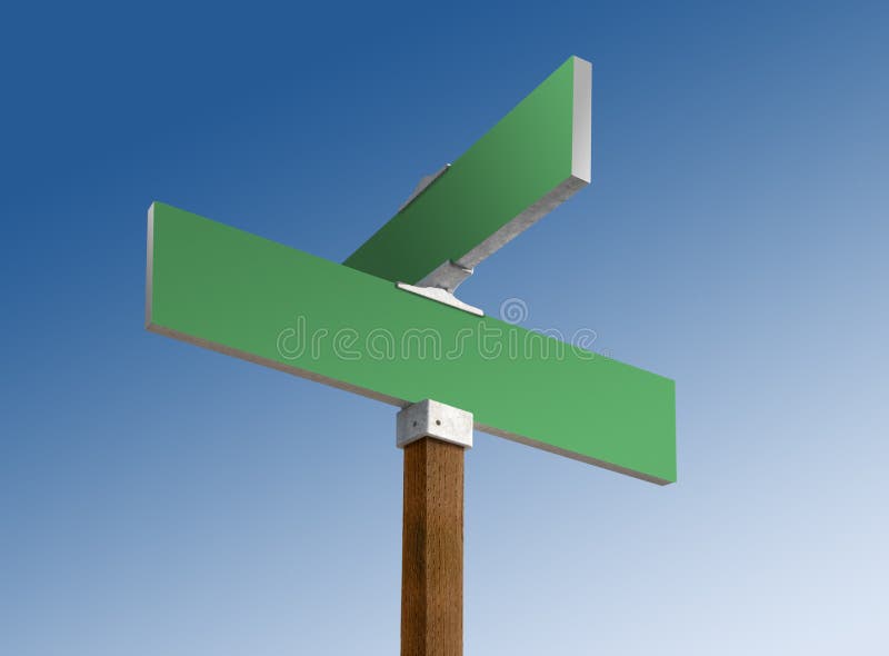 Groen leeg verkeersbord tegen een blauwe lucht stock afbeelding