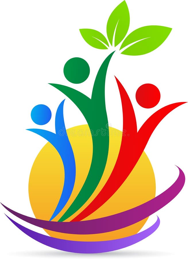 Groen wellnessembleem van zorgmensen royalty-vrije illustratie Groen wellnessembleem van zorgmensen royalty-vrije illustratie