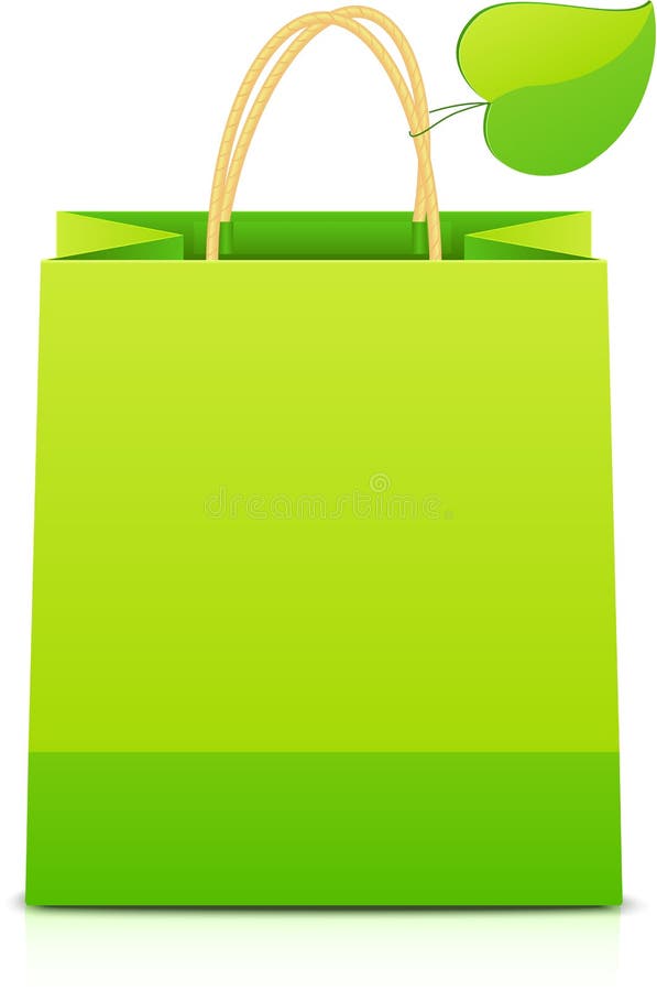 Groenboek het winkelen zak met blad op handvat stock illustratie Groenboek het winkelen zak met blad op handvat stock illustratie