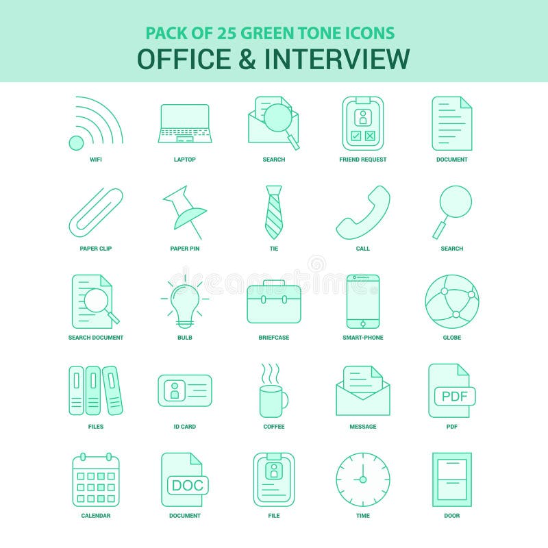 Groene Bureau 25 en Gesprekspictogramreeks vector illustratie Groene Bureau 25 en Gesprekspictogramreeks vector illustratie