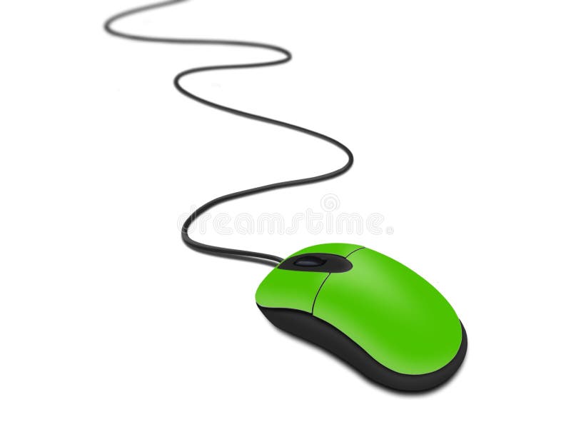 Groene computermuis met kabel vector illustratie