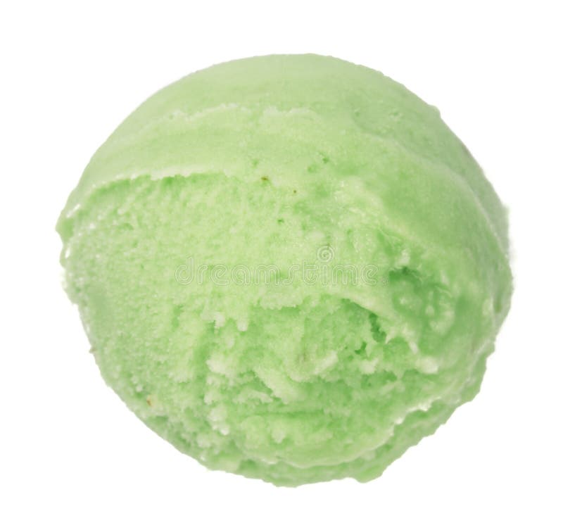 Groene die thee of pistacheroomijsbal op witte achtergrond, hoogste mening wordt geïsoleerd stock afbeelding Groene die thee of pistacheroomijsbal op witte achtergrond, hoogste mening wordt geïsoleerd stock afbeelding