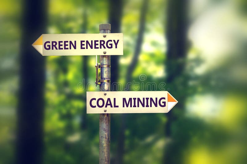 Green energy or coal mining concept. Green energy or coal mining concept