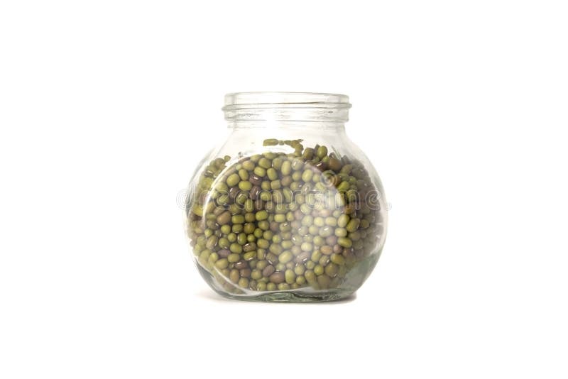 Groene mung bonen in een glaskruik royalty-vrije stock afbeeldingen Groene mung bonen in een glaskruik royalty-vrije stock afbeeldingen