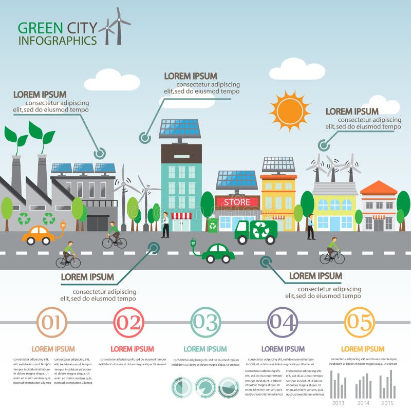 Groene stadsinfographics stock illustratie Groene stadsinfographics stock illustratie