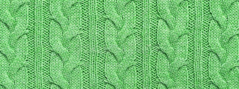 Groene textuur gebreide wollen trui, grens Achtergrond van breiwerk