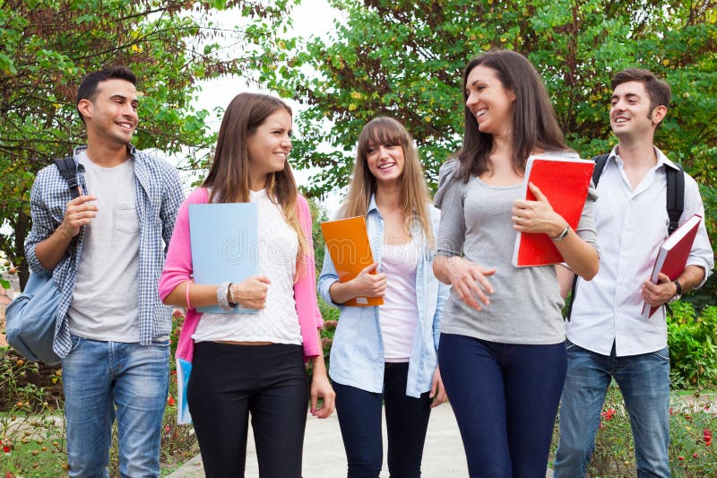 Group of students going to school. Group of students going to school