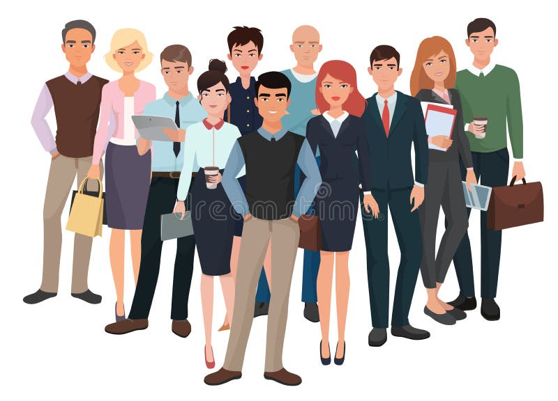 Groep mannen en vrouwen. Creatief bedrijfsteam met leider. stock illustratie
