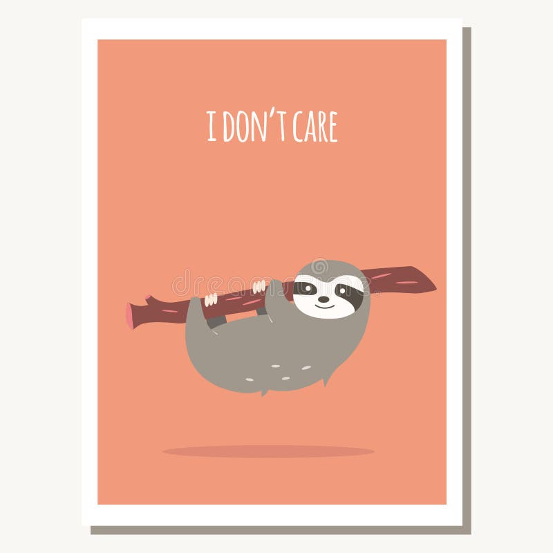 Groetkaart met leuk lui luiaard en tekstbericht stock illustratie Groetkaart met leuk lui luiaard en tekstbericht stock illustratie