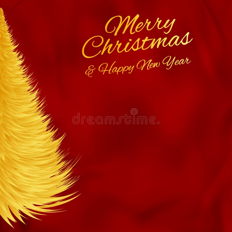 Groetkerstkaart met gouden Kerstmisboom op rode achtergrond royalty-vrije illustratie Groetkerstkaart met gouden Kerstmisboom op rode achtergrond royalty-vrije illustratie