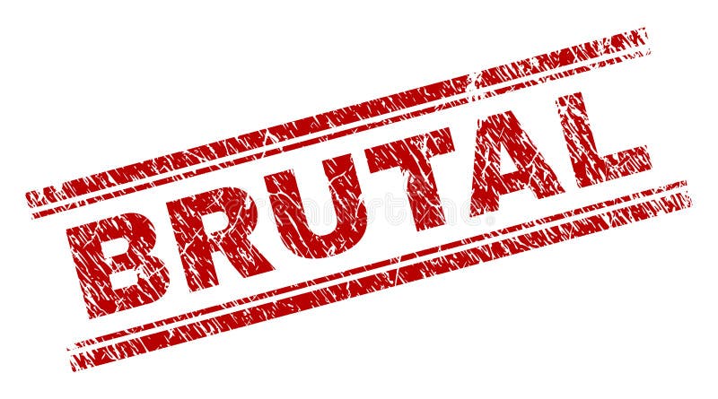 Grohăit texturat sigiliu brutal. Imprimare brutală a sigiliului cu textură corodată. tipărire cu cauciuc vector roșu cu titlu brutal cu textură corozivă. eticheta de text se plasează între linii duble paralele.