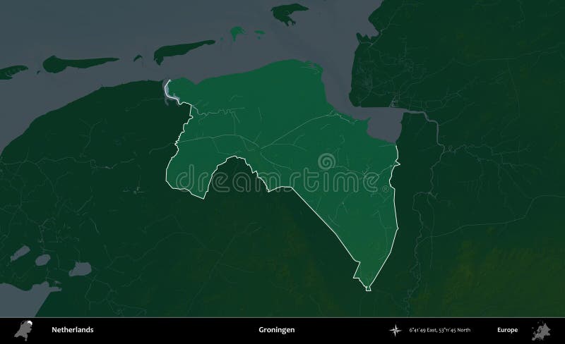 Groningen highlighted, Netherlands. Physical vector illustration