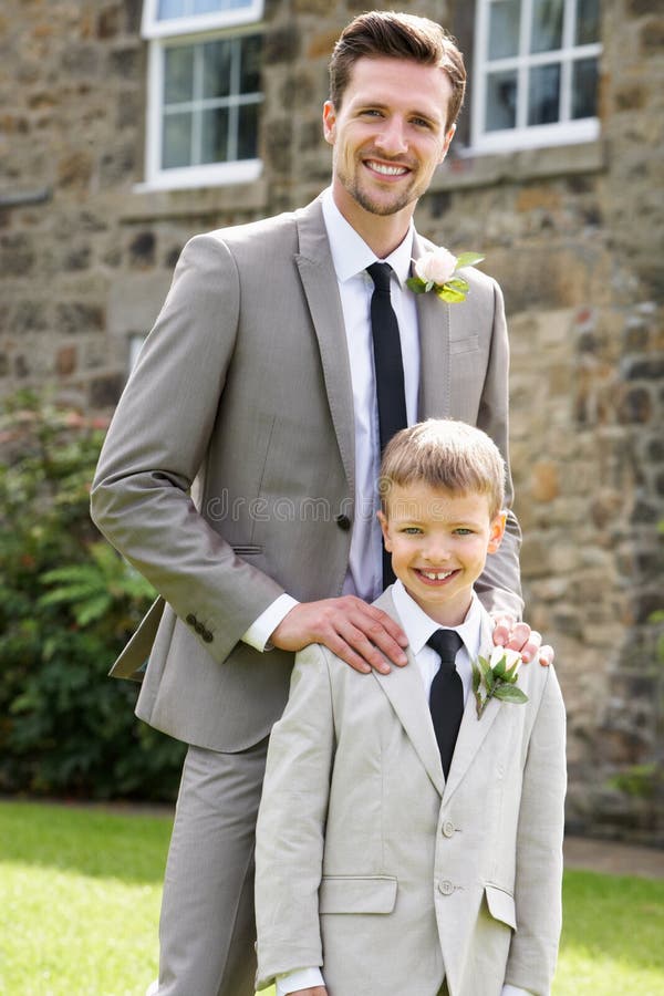 Groom with Best Man and Page Boy at Wedding Stock Photo Image of