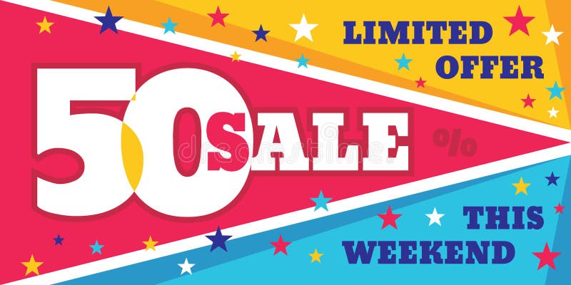 Groot de bannermalplaatje van het verkoop vectorconcept - korting 50% weg Lay-out van het speciale aanbieding de creatieve ontwer royalty-vrije illustratie Groot de bannermalplaatje van het verkoop vectorconcept - korting 50% weg Lay-out van het speciale aanbieding de creatieve ontwer royalty-vrije illustratie