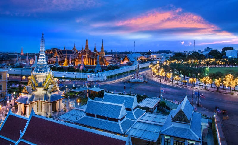 Groot Paleis, Wat Phra Kaew en LAK Mueang, Bangkok, oriëntatiepunt van stock foto's Groot Paleis, Wat Phra Kaew en LAK Mueang, Bangkok, oriëntatiepunt van stock foto's