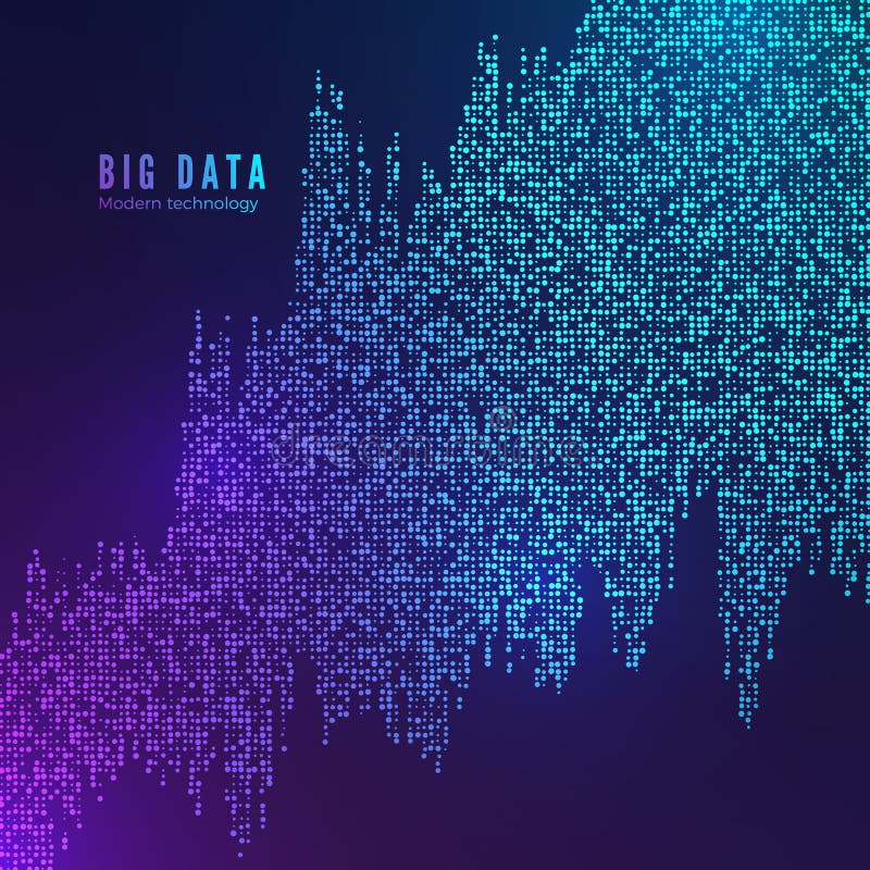 Big Data flow visualization. Digital data stream. Multiple point wave. Abstract technology background in blue colors. Vector. Big Data flow visualization. Digital data stream. Multiple point wave. Abstract technology background in blue colors. Vector.