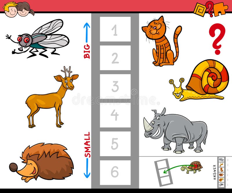 Grootste dierlijk onderwijsspel voor kinderen vector illustratie Grootste dierlijk onderwijsspel voor kinderen vector illustratie