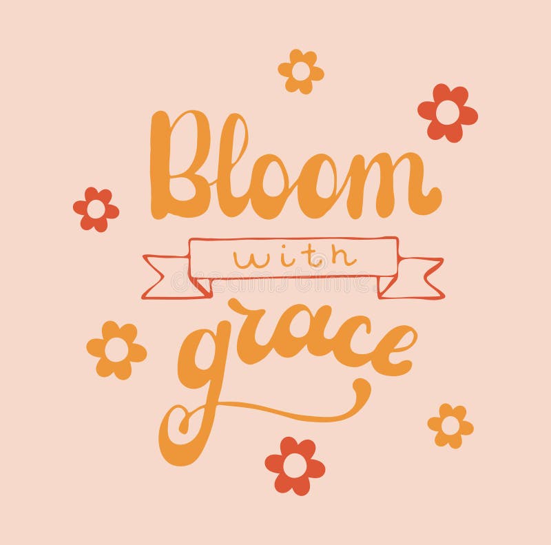 Groovy Bloom με χάρισμα. Απεικόνιση χειροποίητης καλλιγραφίας με μαργαρίτα. Λέξεις στυλ ρετρό για εαρινές διακοπές. ελεύθερη απεικόνιση δικαιώματος