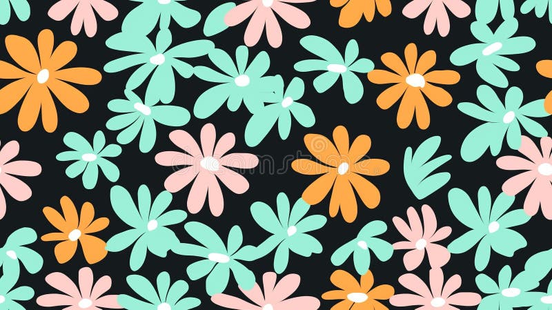 Tipar fără sudură floarea margaretă. fond floral desenat cu mâna drăguță vector illustration