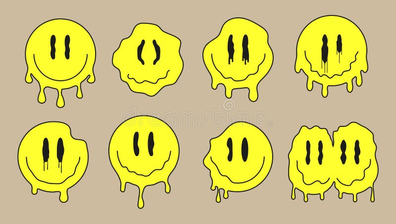 Free Vector  Acid emoji stickers set