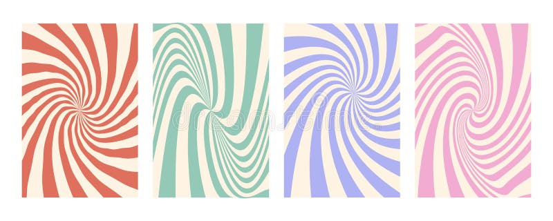 Groovy swirl stripe set. Hand drawn groovy, hippie backgrounds. Y2k aesthetic. Distorted swirl stripes, warped streaks royalty free illustration