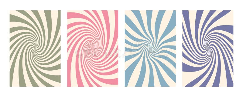 Groovy swirl stripe set. Hand drawn groovy, hippie backgrounds. Y2k aesthetic. Distorted swirl stripes, warped streaks stock illustration