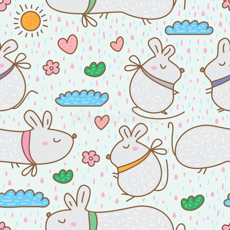 Gros modèle sans couture mignon de souris illustration libre de droits Gros modèle sans couture mignon de souris illustration libre de droits